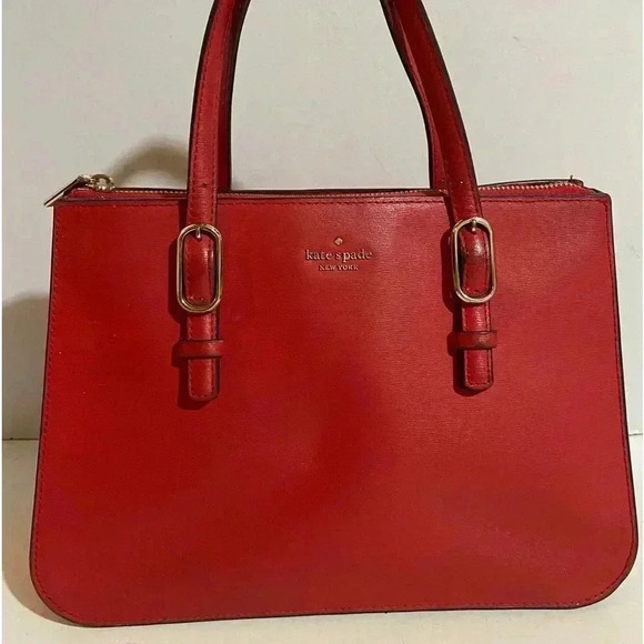 Kate spade red saffiano leather satchel handbag - Picture 1 of 15